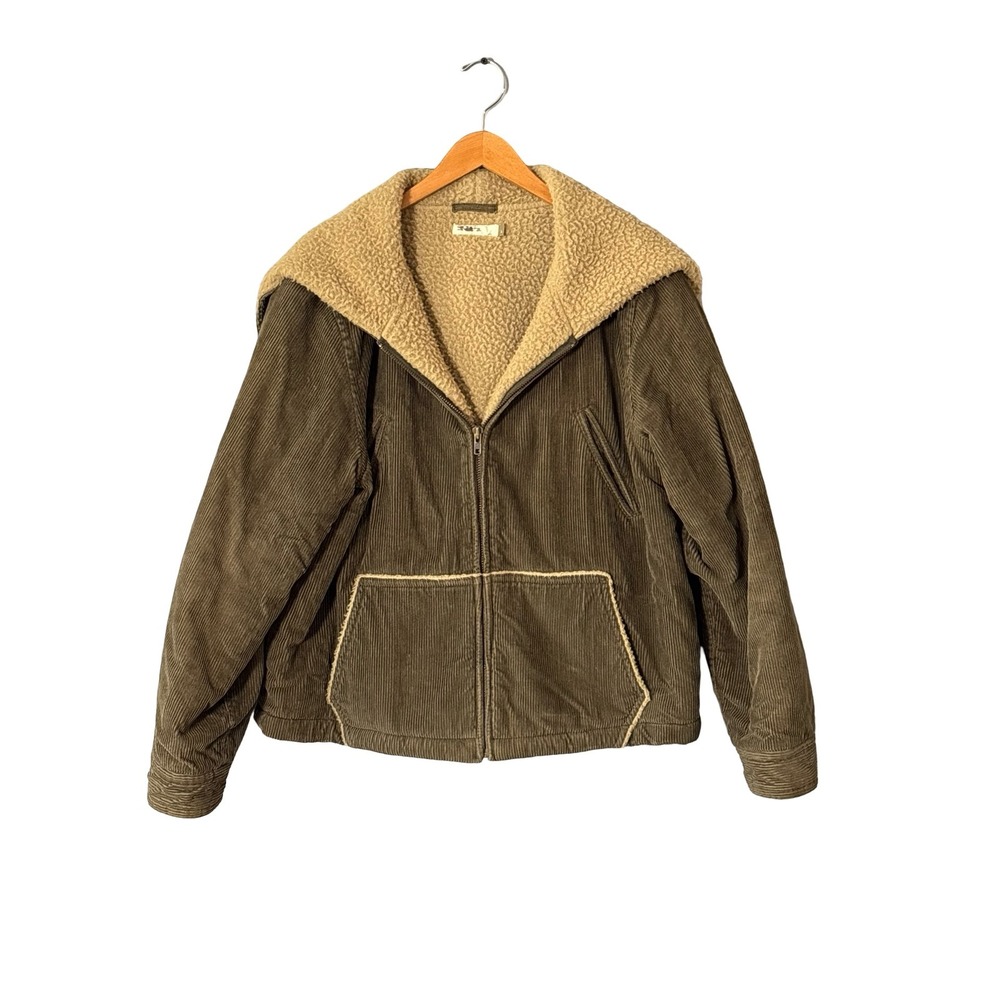 J.Crew‎ Olive Green Corduroy SherpaLined Zip-Up Jacket Large